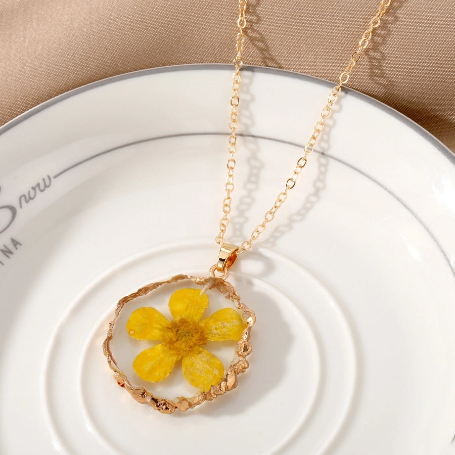 Violetta Floral Resin Pendant Necklace