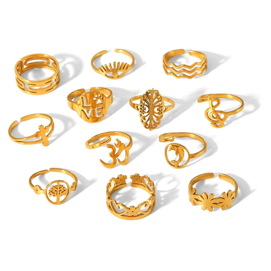 Aurelia Golden Open Rings Set of 12