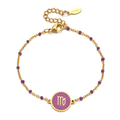 Zodiac Sign Enamel Chain Bracelet