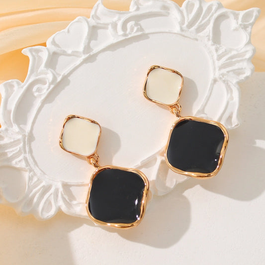 Black & White Enamel Drop Earrings