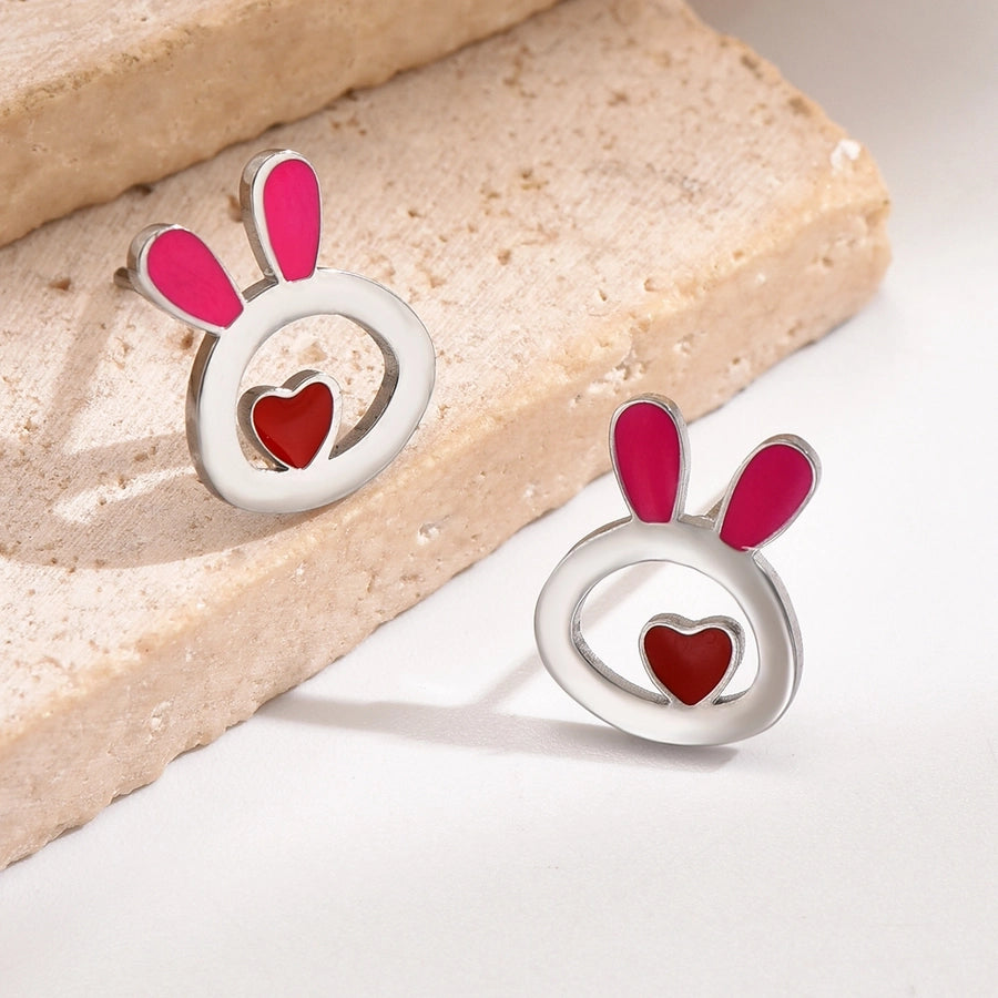 Bunny Love Pink Stud Earrings