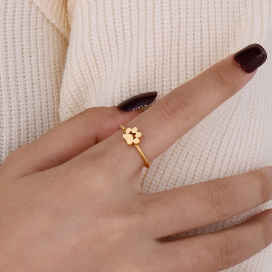 Minimalist Pet Paw Solitaire Ring