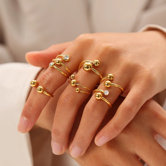 French Ball Stackable Open Rings