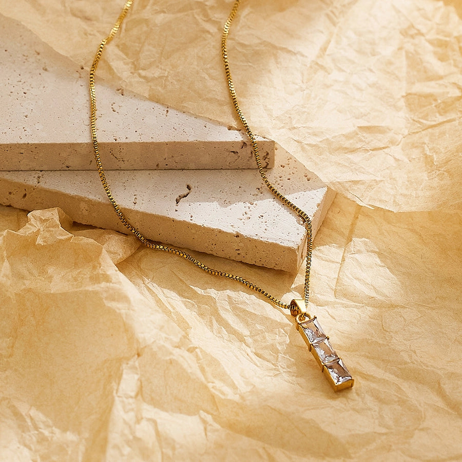 Vintage Crystal Bar Pendant Necklace