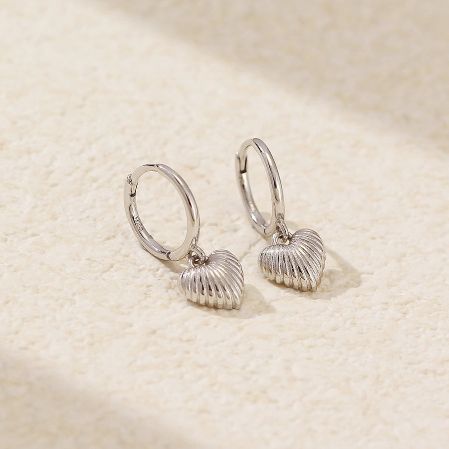 Shell Heart Charm Hoop Earrings