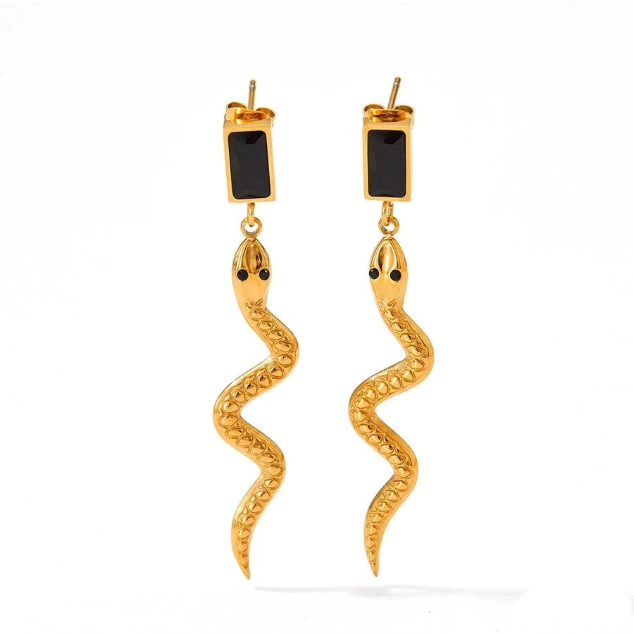 Vintage Crystal Snake Dangle Earrings