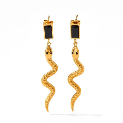 Vintage Crystal Snake Dangle Earrings