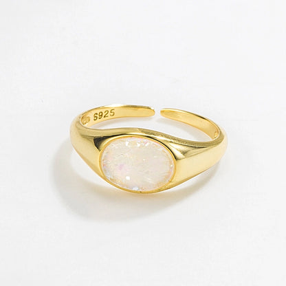 Opal Statement Open Ring 925 Silver