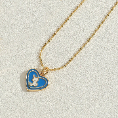 Candy Heart Enamel Zodiac Pendant Necklace