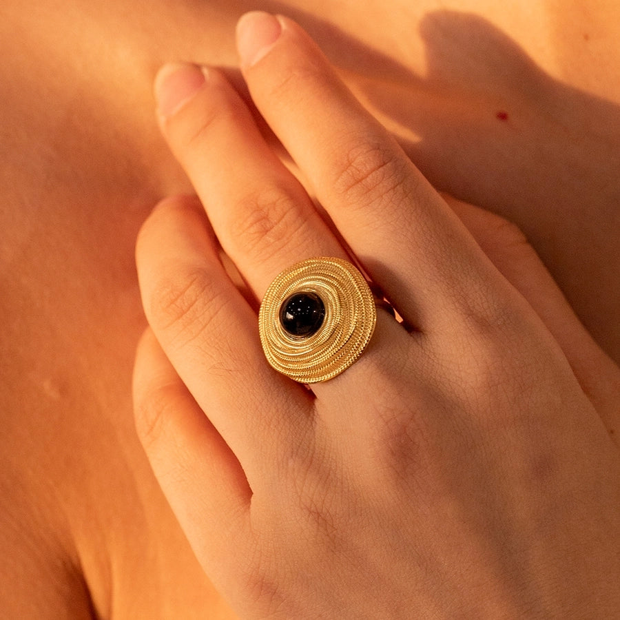 Vintage Black Agate Statement Ring