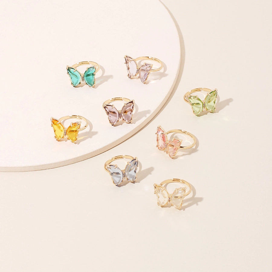 Dainty Crystal Butterfly Rings