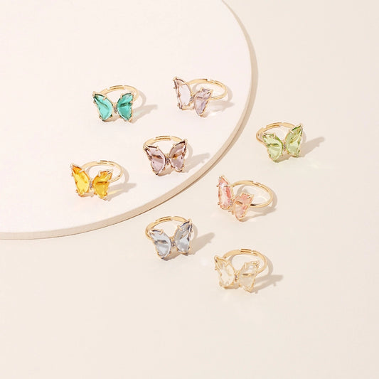 Dainty Crystal Butterfly Rings