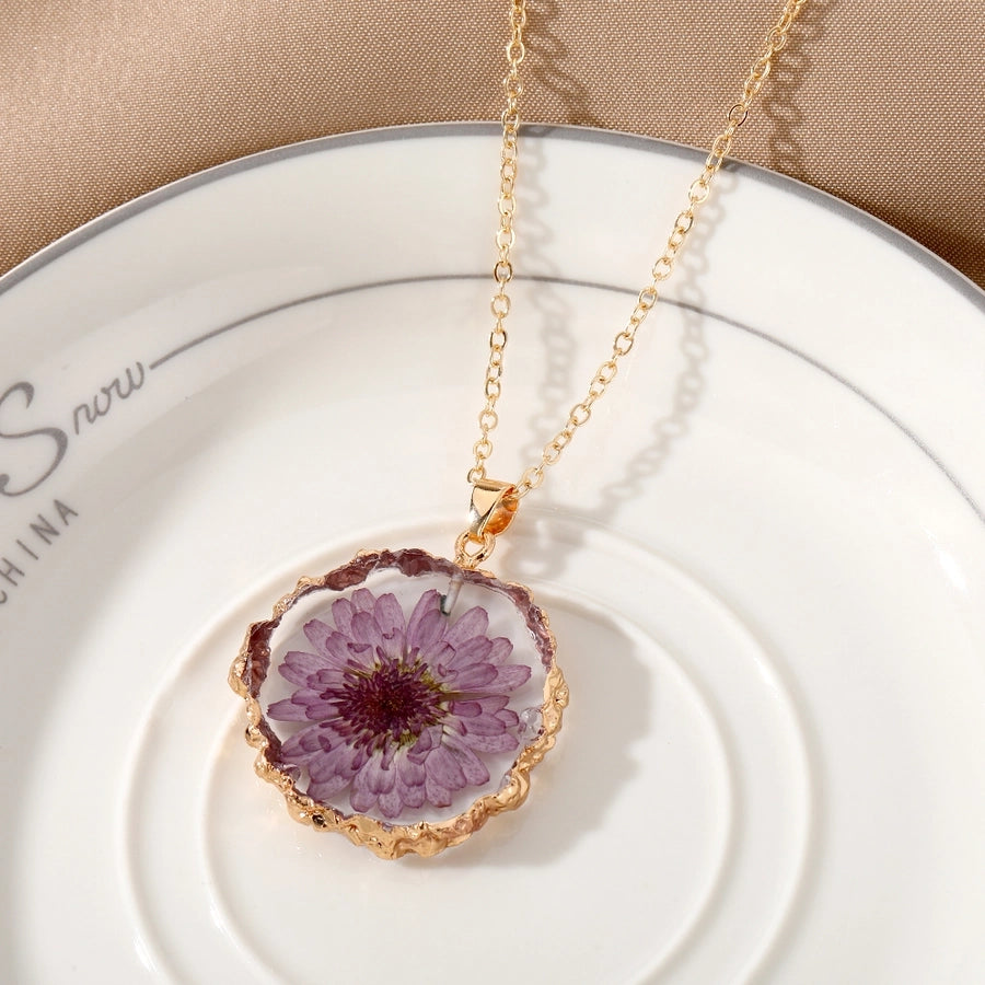 Violetta Floral Resin Pendant Necklace