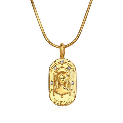 Vintage Gold Zodiac Pendant Necklace