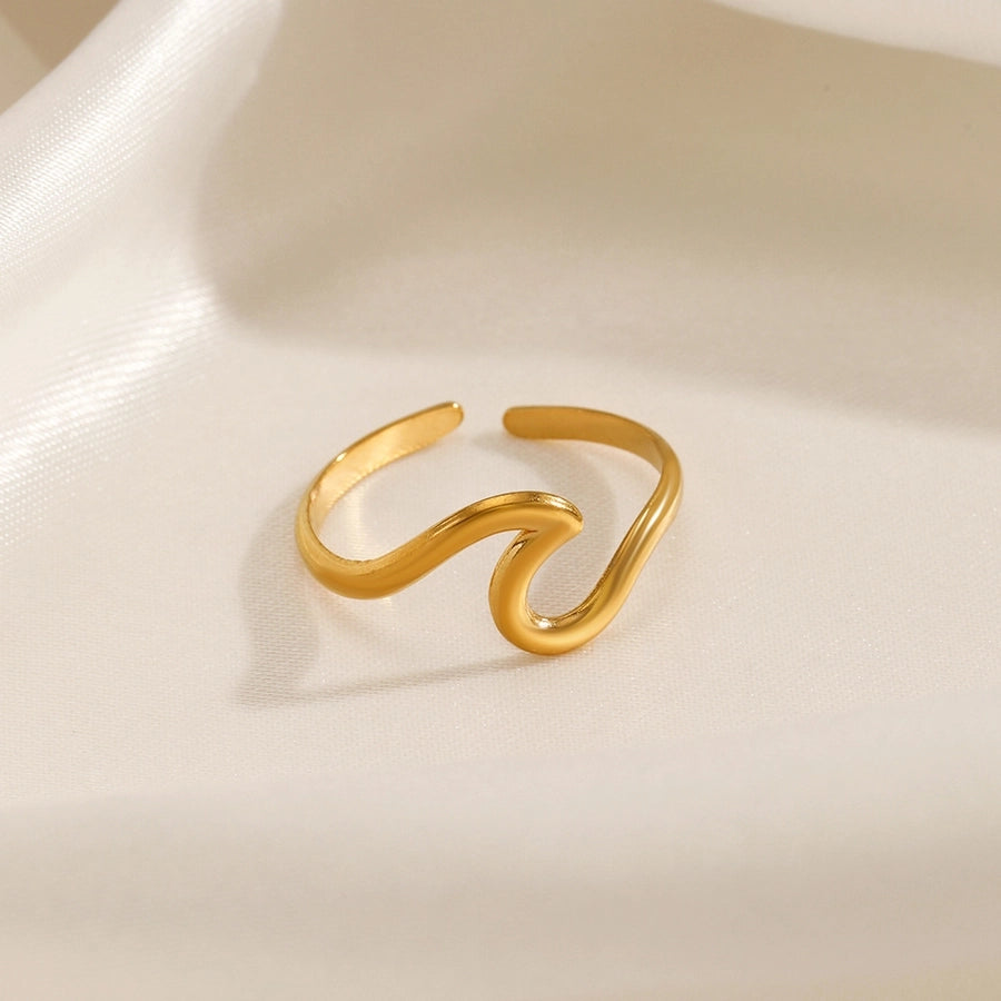 Simple Sea Wave Open Ring