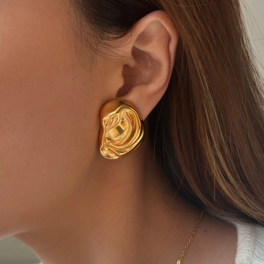 Abstract Golden Statement Stud Earrings