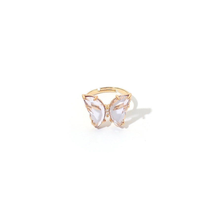 Dainty Crystal Butterfly Rings