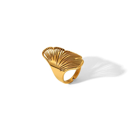 Gingko Leaf Hollow Adjustable Ring