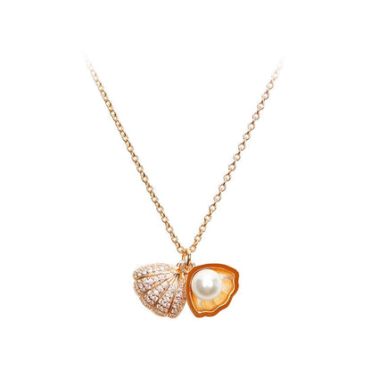 Beachy Shell Pearl Pendant Necklace