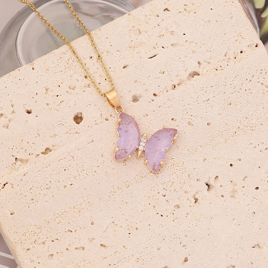 Crystal Butterfly Pendant Necklace