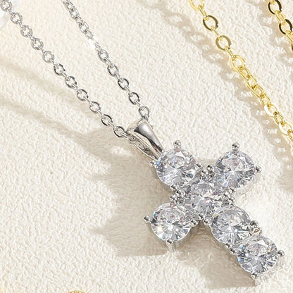 Vintage Crystal Cross Pendant Necklace