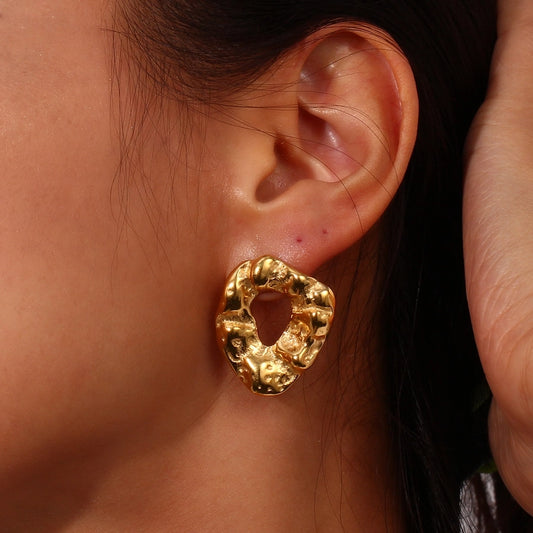 Abstract Hollow Gold Stud Earrings