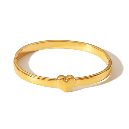 Golden Heart Bangle Bracelet