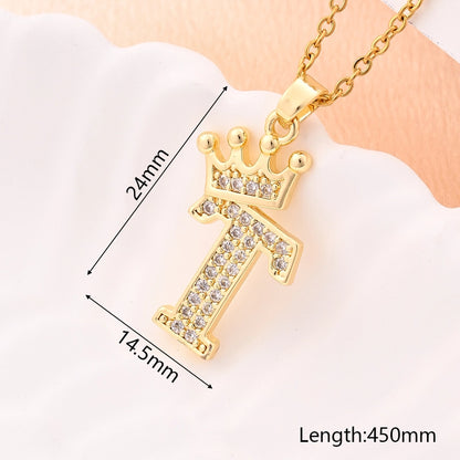 Crystal Crown Initial Pendant Necklace