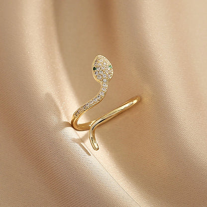 Dainty Crystal Snake Open Ring