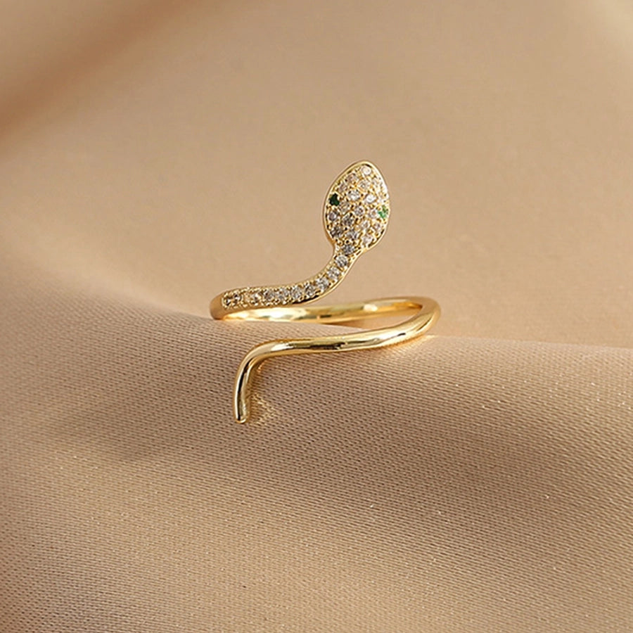 Dainty Crystal Snake Open Ring