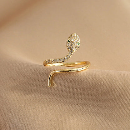 Dainty Crystal Snake Open Ring