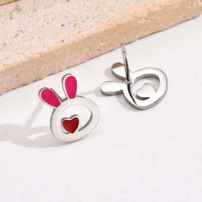 Bunny Love Pink Stud Earrings