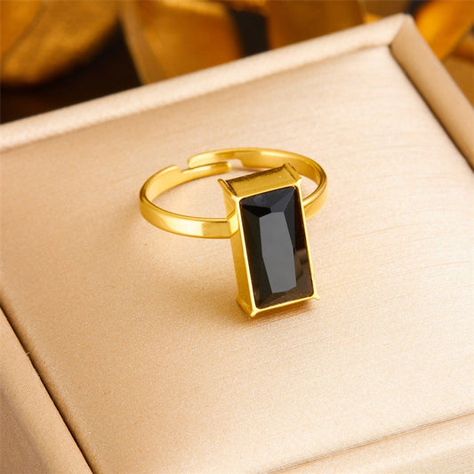 Vintage Black Crystal Signet Ring