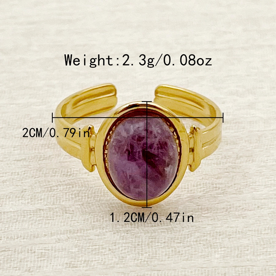 Vintage Oval Gemstone Open Rings