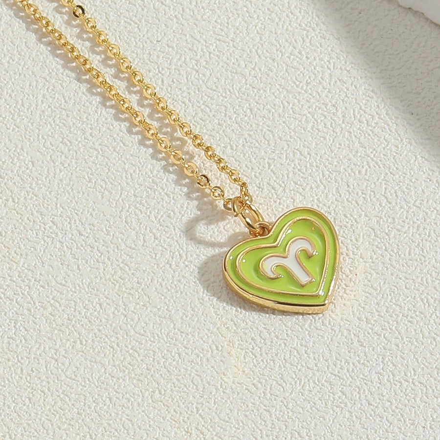 Candy Heart Enamel Zodiac Pendant Necklace