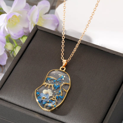 The Face Floral Resin Pendant Necklace