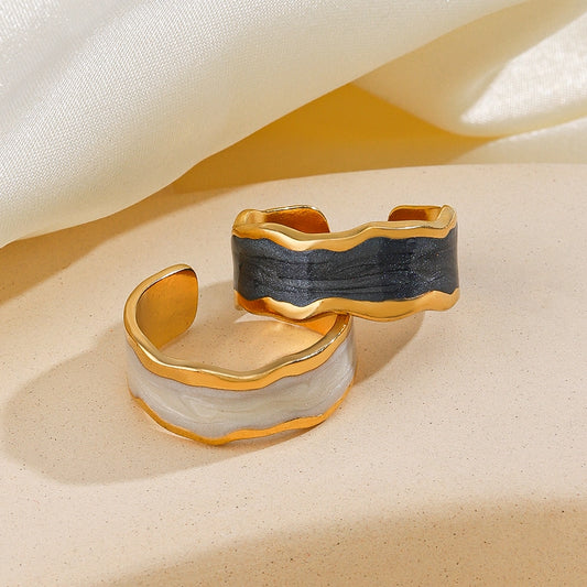 Day & Night Enamel Open Band Ring