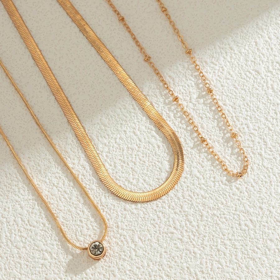 Simple Chain Layered Necklaces SET