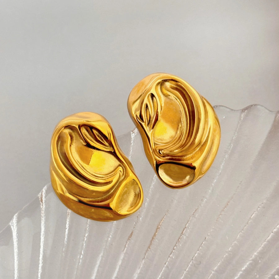 Abstract Golden Statement Stud Earrings