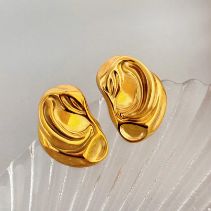 Abstract Golden Statement Stud Earrings