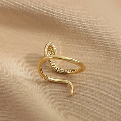 Dainty Crystal Snake Open Ring