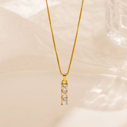 Vintage Crystal Bar Pendant Necklace