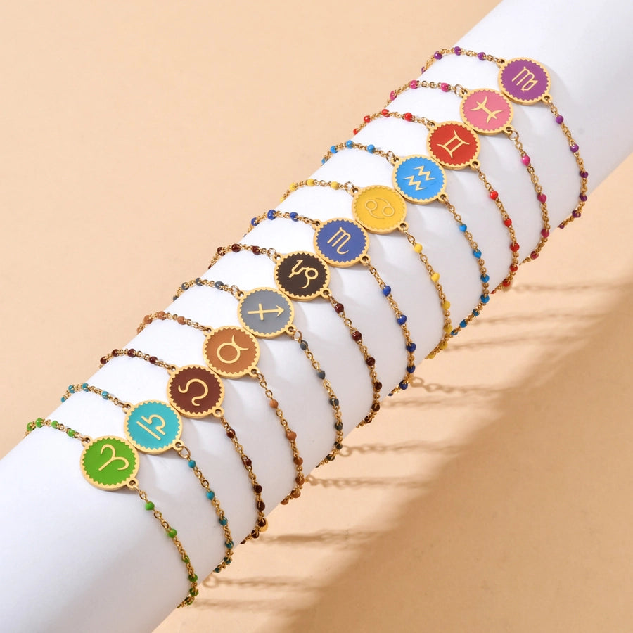 Zodiac Sign Enamel Chain Bracelet