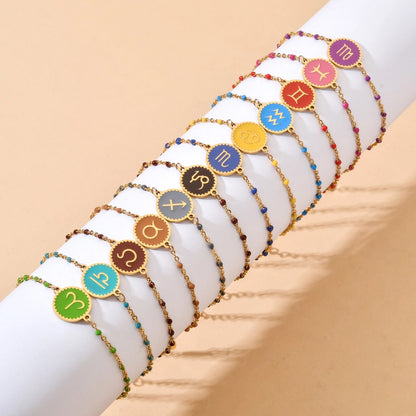 Zodiac Sign Enamel Chain Bracelet