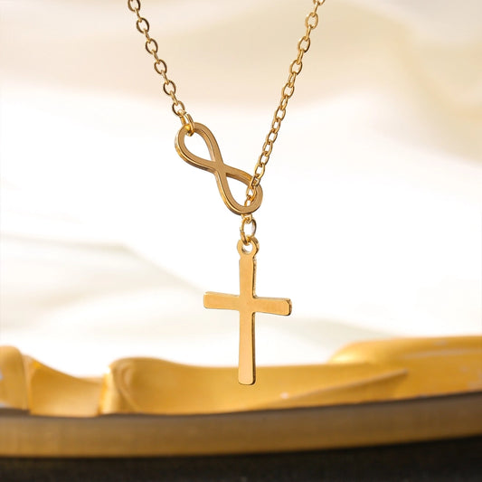 Minimalist Infinity Cross Lariat Necklace