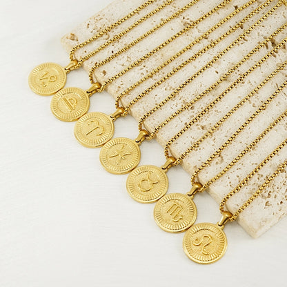 Coin Golden Zodiac Pendant Necklace