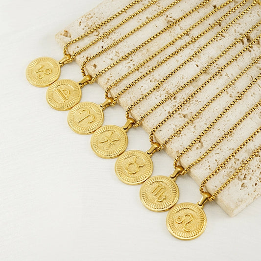 Coin Golden Zodiac Pendant Necklace