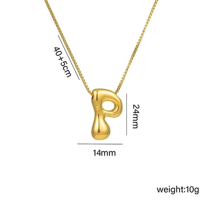 Gaudi Initial Letter Gold Pendant Necklace