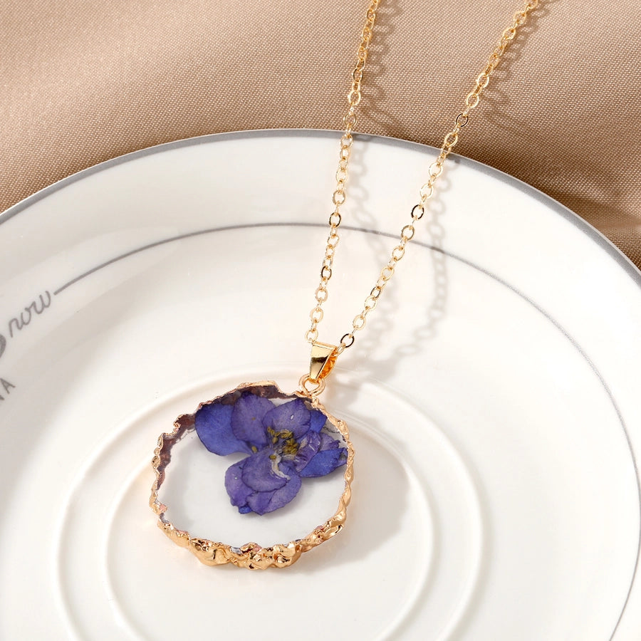 Violetta Floral Resin Pendant Necklace