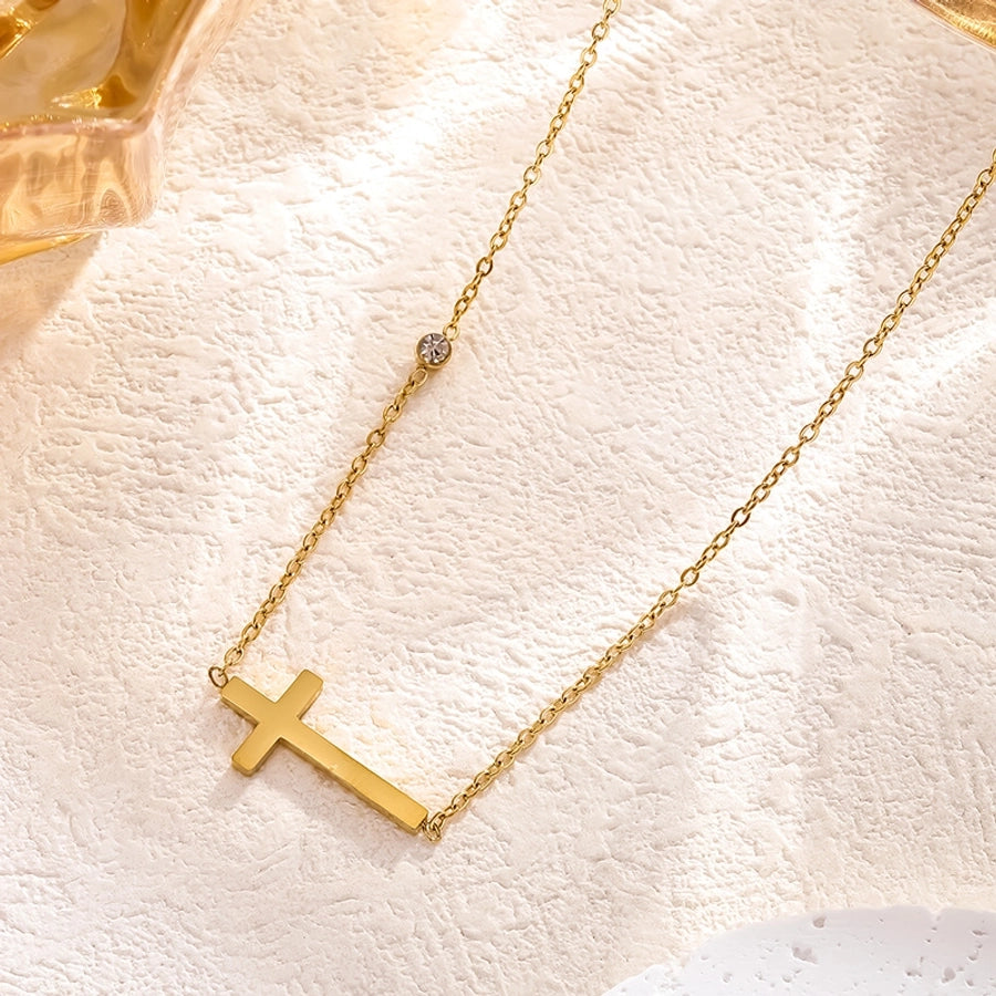 Minimalist Cross Crystal Bracelet & Necklace